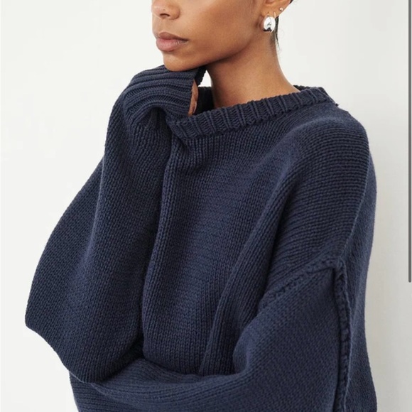 DISSH Roy Oversized Navy Blue Crew Neck Sweater - Picture 3 of 7